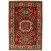 Red Color Kazak Rug 3' 3" x 4' 8" ft / 100 x 143 cm - No. B34685