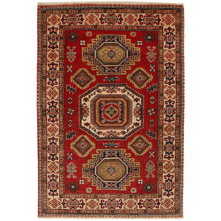 Red Color Kazak Rug 3' 3" x 4' 8" ft / 100 x 143 cm - No. B34685