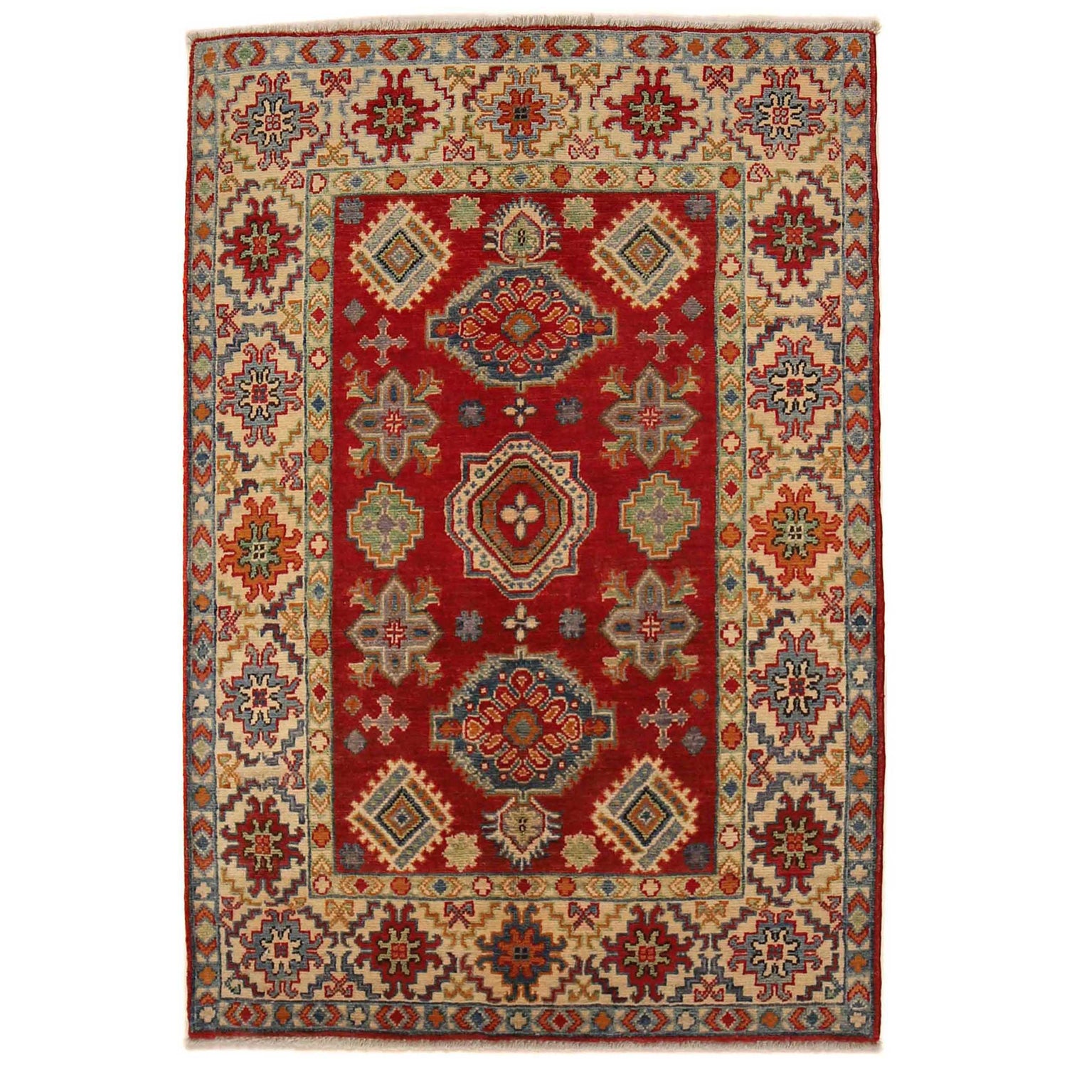 Hand knotted Kazak Carpet 3' 5" x 5' 0" ft / 104 x 152 cm - No. B34689