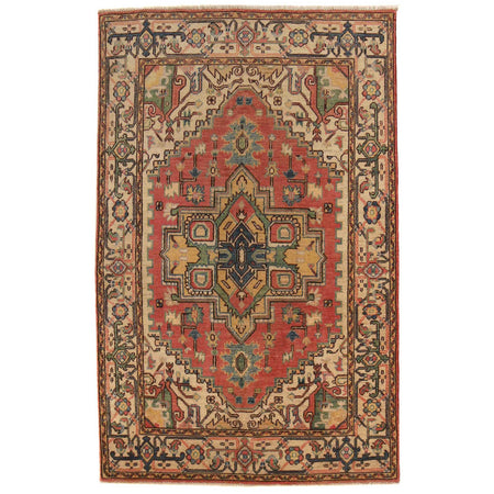 Handmade Persian Design Heriz Carpet 3' 10" x 6' 1" ft / 117 x 186 cm - No. B34690