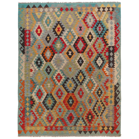 Hand Made Afghan Kilim 6' 0" x 8' 0" ft / 184 x 243 cm - No. B34691