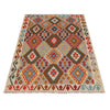 Hand Knotted Afghan Style Kilim 4' 4" x 6' 1" ft / 133 x 185 cm - No. B34706