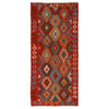 Colorful Flat-Weave Wool Kilim Runner 2' 1"x 6' 6" ft / 88 x 197 cm - No. B34731