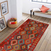 Colorful Flat-Weave Wool Kilim Runner 2' 1"x 6' 6" ft / 88 x 197 cm - No. B34731