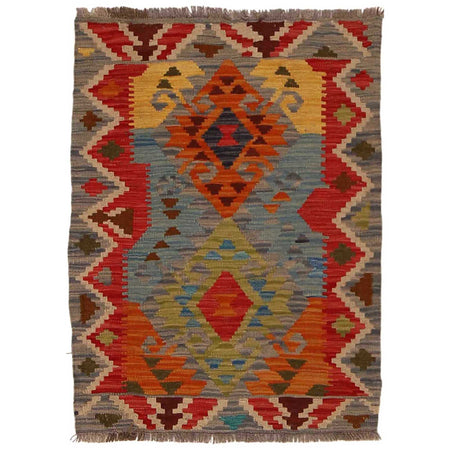 Hand Knotted Afghan Style Kilim 2' 0" x 2' 11" ft / 60 x 90 cm - No. B35104