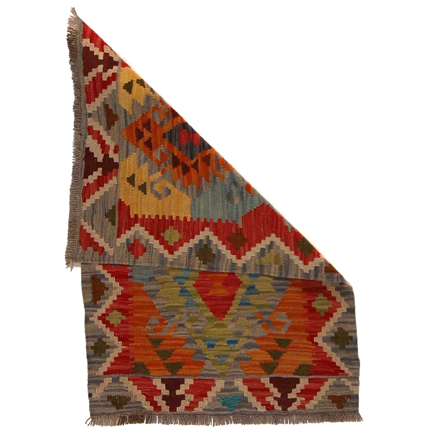 Hand Knotted Afghan Style Kilim 2' 0" x 2' 11" ft / 60 x 90 cm - No. B35104