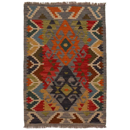 Handmade Turkish Design Wool Kilim 2' 0" x 2' 11" ft / 61 x 89 cm - No. B35106