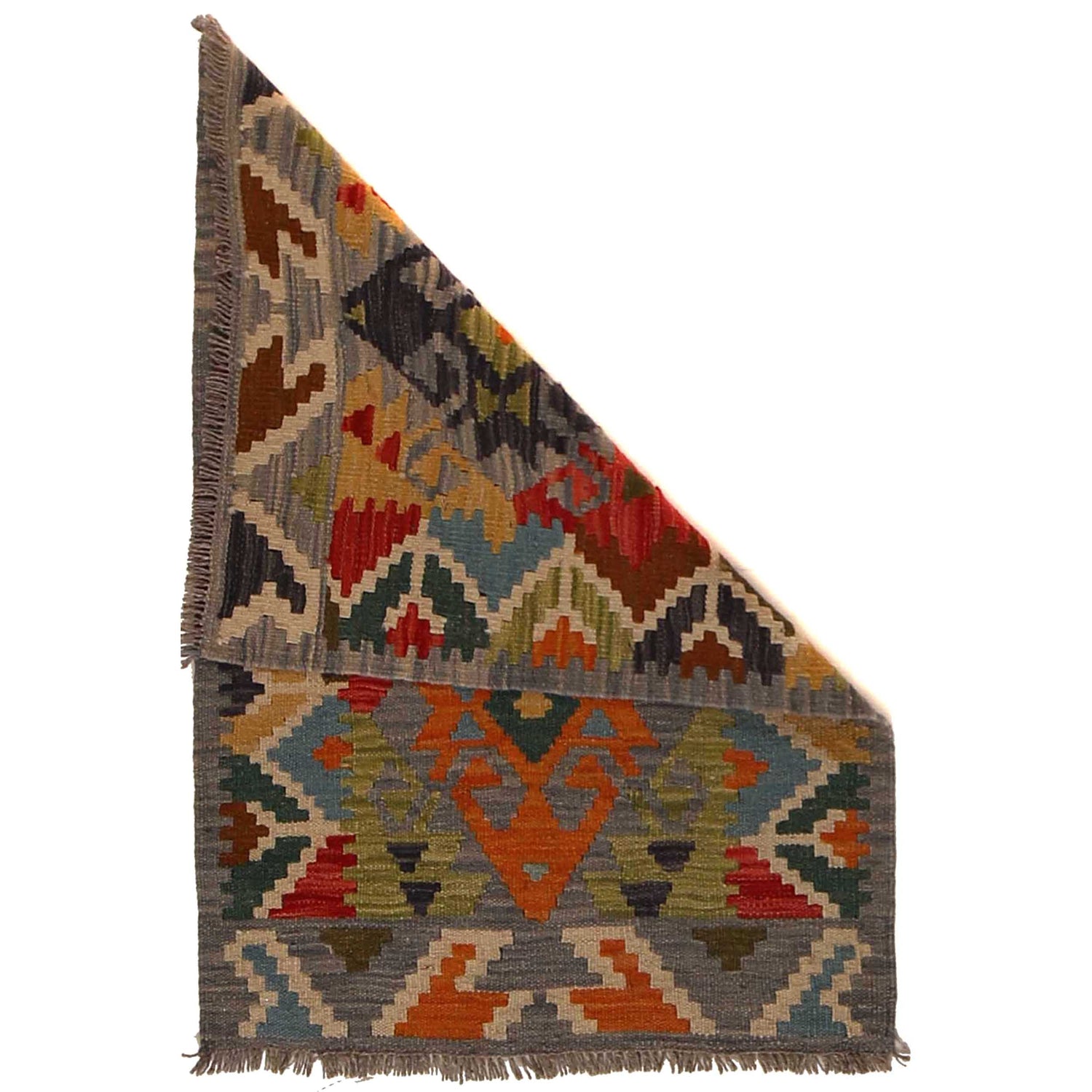 Handmade Turkish Design Wool Kilim 2' 0" x 2' 11" ft / 61 x 89 cm - No. B35106