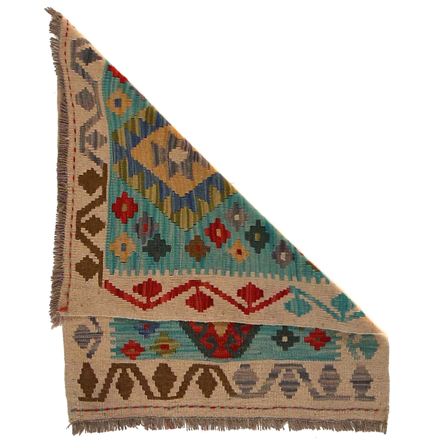 Handmade Afghan Vegetable Kilim 2' 2" x 2' 9" ft / 67 x 83 cm - No. B35110