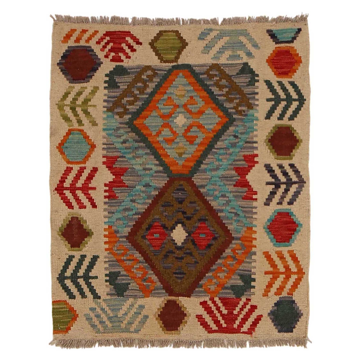 Hand Knotted Flatweave Kilim 2' 4" x 2' 9" ft / 70 x 84 cm - No. B35123