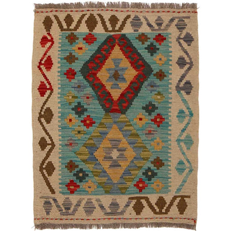 Handmade Afghan Vegetable Kilim 2' 1" x 2' 9" ft / 64 x 84 cm - No. B35124