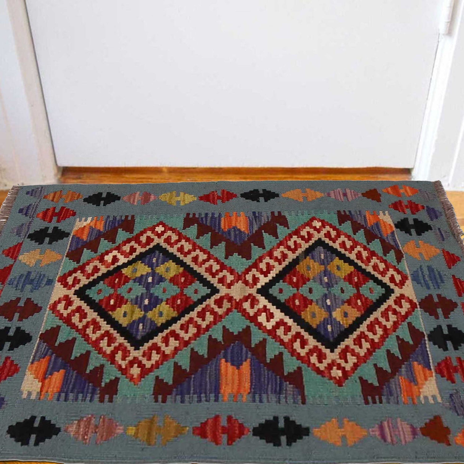Hand Made Afghan Kilim 1' 10" x 2' 10" ft / 57 x 87 cm - No. B35125