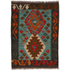 Multi Color ful Flat-Weave Wool Kilim 2' 1" x 2' 10" ft / 64 x 87 cm - No. B35126