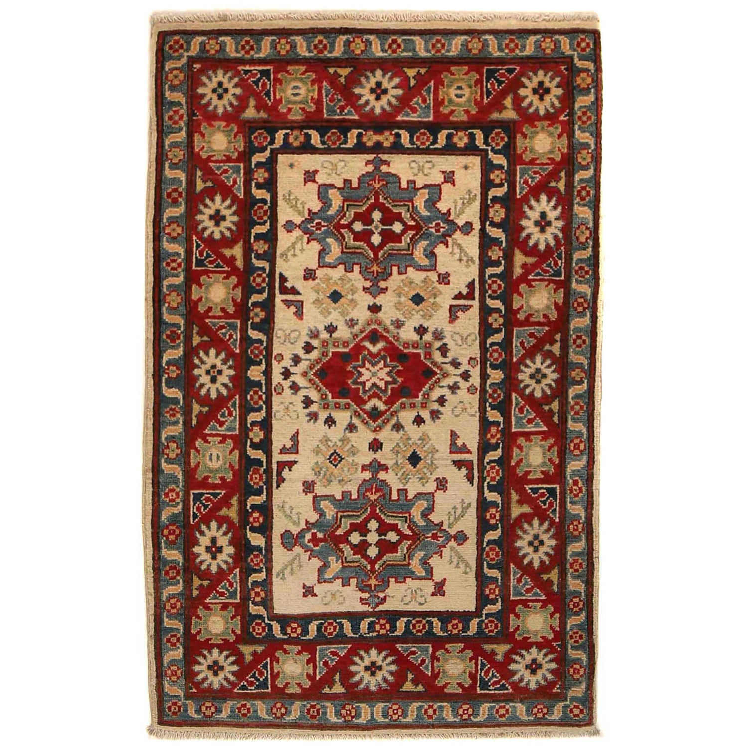 Beige Color Kazak Rug 2' 7" x 4' 0" ft / 78 x 123 cm - No. B35134