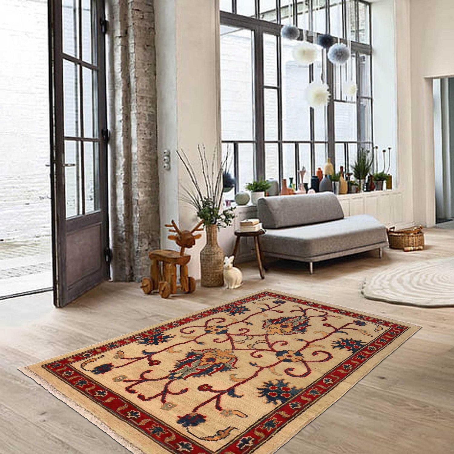 Hand knotted Kazak Carpet 2' 7" x 3' 11" ft / 79 x 120 cm - No. B35136