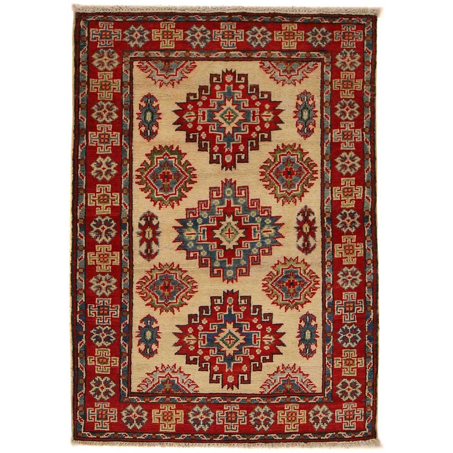 Handmade Kazak Area Rug 2' 7" x 3' 11" ft / 80 x 119 cm - No. B35138