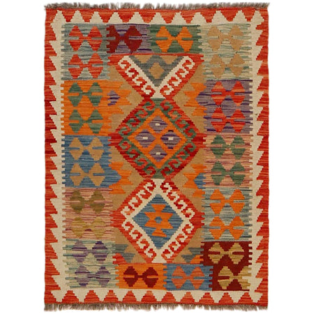 Hand Woven Wool Kelim 2' 7" x 3' 9" ft / 80 x 115 cm - No. B35141