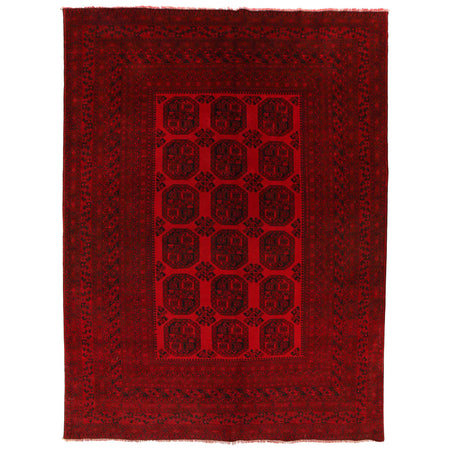 Handmade Red Afghan Filpa Area Carpet - Oriental Wool Rug 6' 10" x 9' 3" ft / 208 x 281 cm - No. B35148