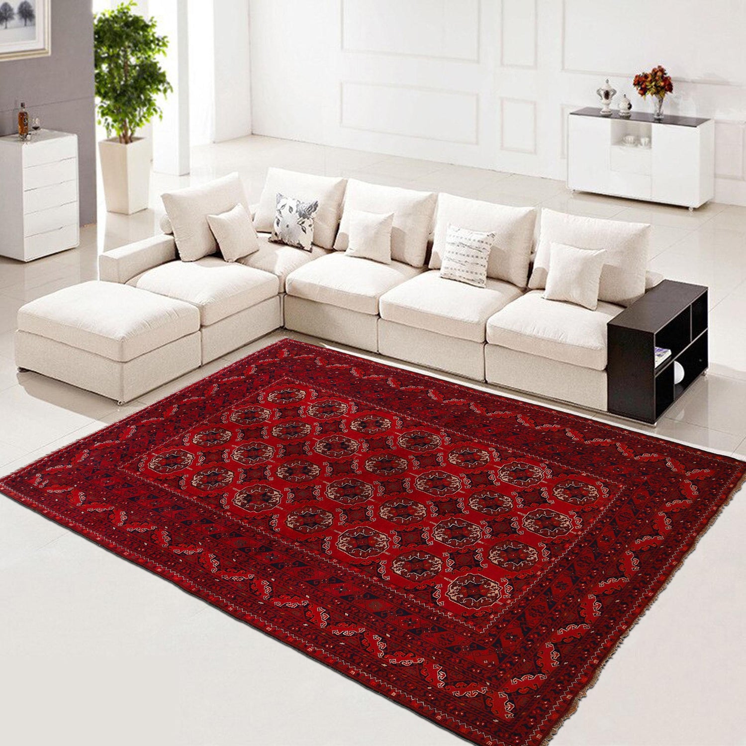 Oriental Bukhara Area Rug 6' 4" x 9' 6" ft / 194 x 290 cm - No. B35168