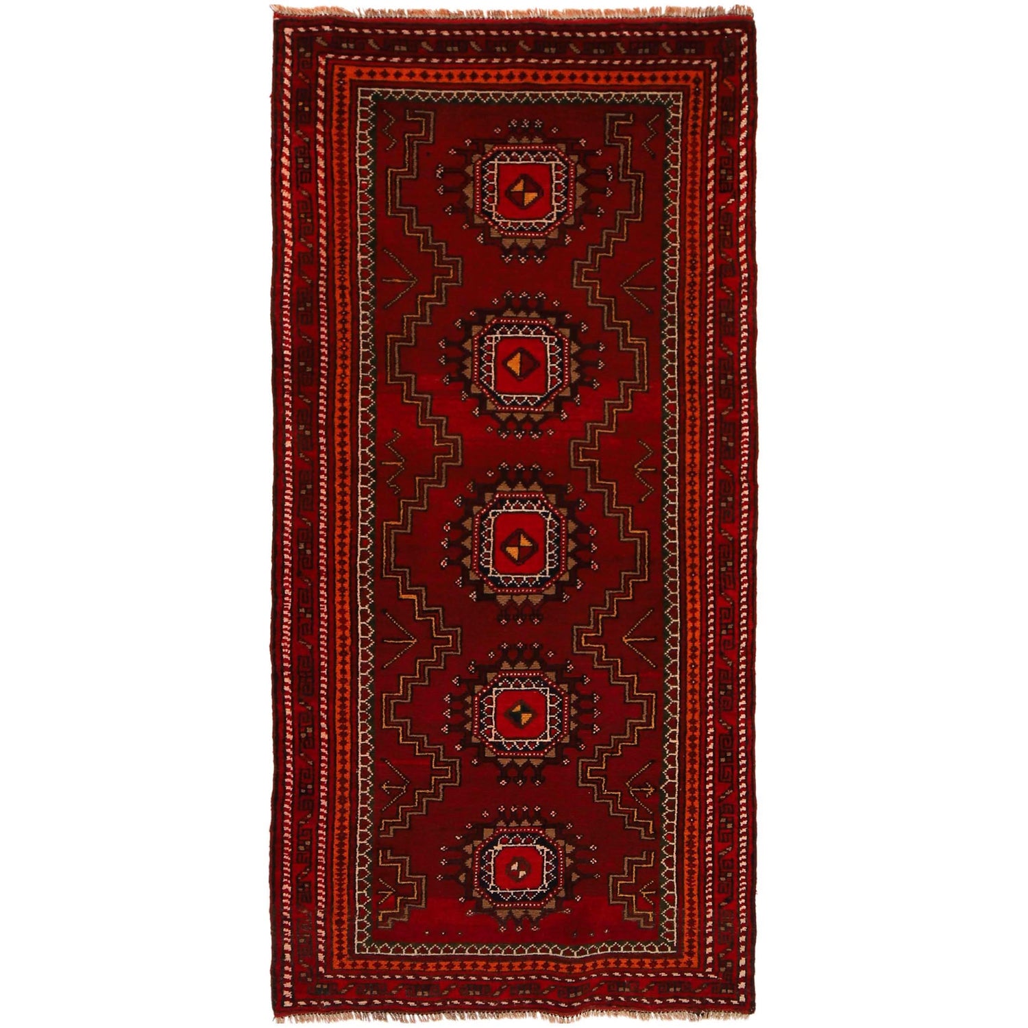 Red Color Baloch Runner 2' 11" x 6' 2" ft / 89 x 187 cm - No. B35176