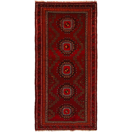 Red Color Baloch Runner 2' 11" x 6' 2" ft / 89 x 187 cm - No. B35176