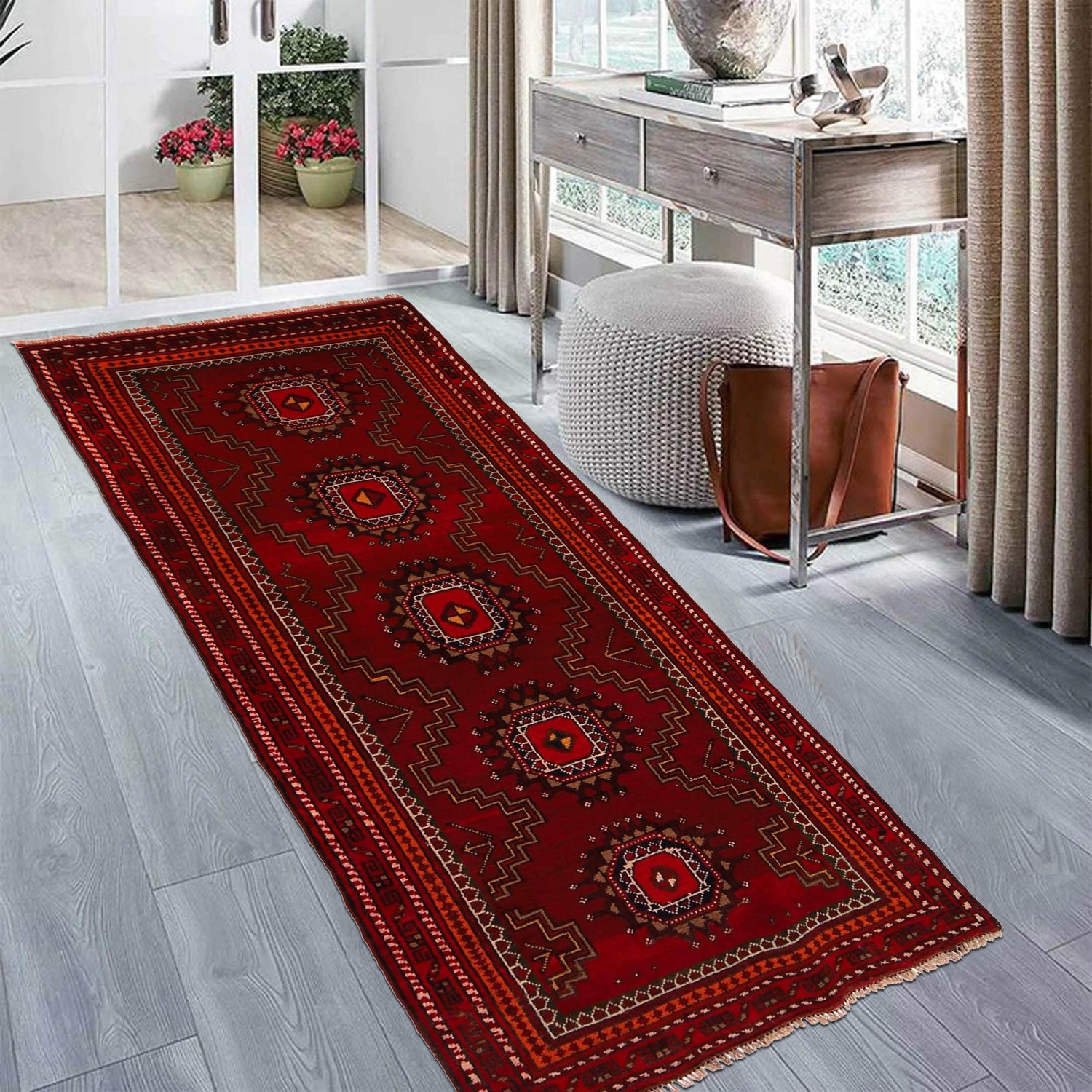 Red Color Baloch Runner 2' 11" x 6' 2" ft / 89 x 187 cm - No. B35176