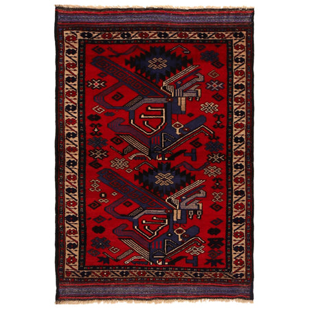 Traditional Baloch Rug 3' 2" x 4' 9" ft / 95 x 146 cm - No. B35177