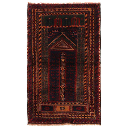 Islamic Prayer Carpet 2' 7" x 4' 3" ft / 79 x 130 cm - No. B35178