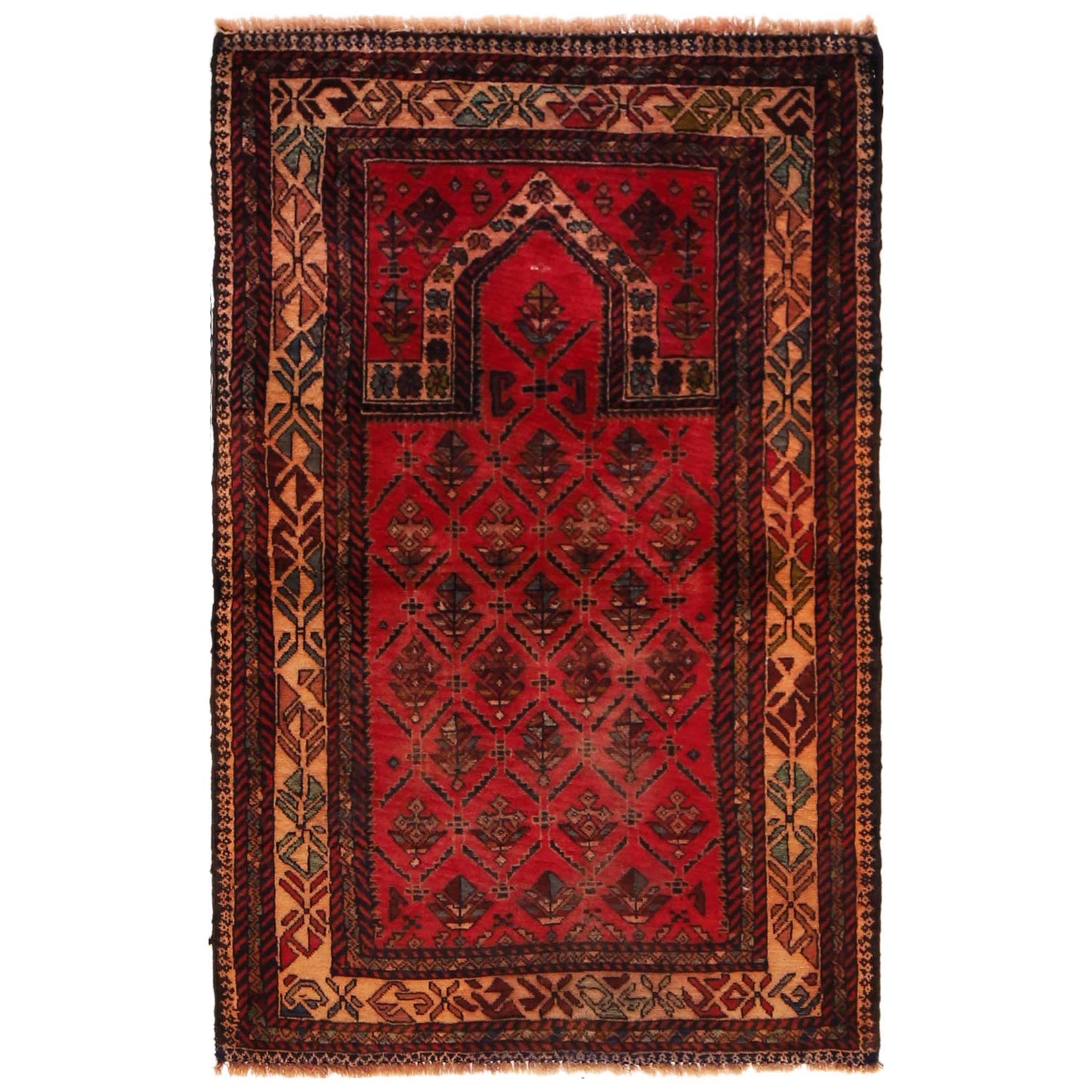 Islamic Prayer Carpet 2' 7" x 4' 1" ft / 80 x 124 cm - No. B35179