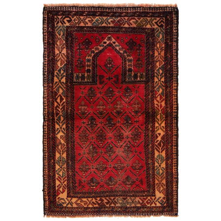 Islamic Prayer Carpet 2' 7" x 4' 1" ft / 80 x 124 cm - No. B35179