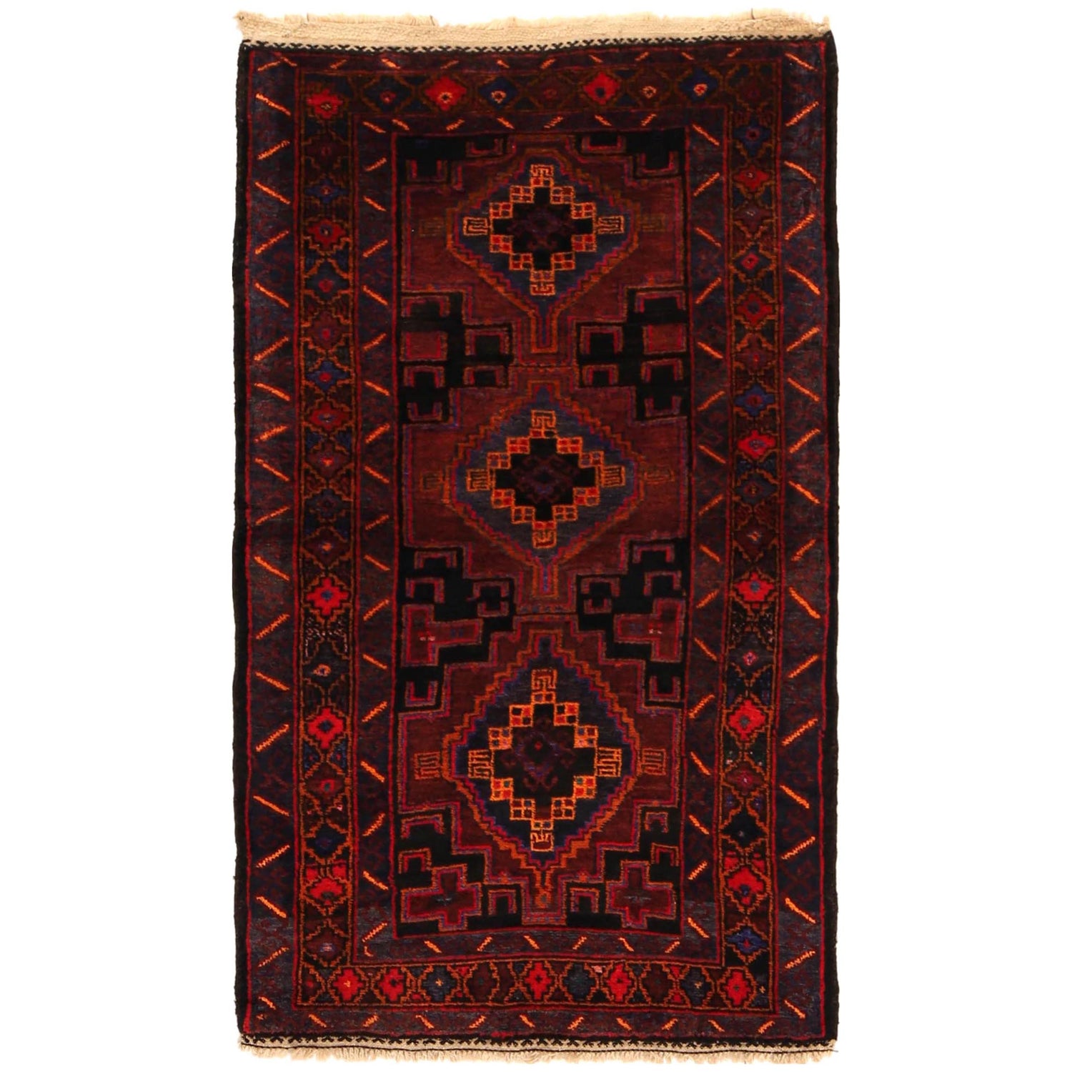 Traditional Baloch Rug 2' 8" x 4' 7" ft / 82 x 140 cm - No. B35180