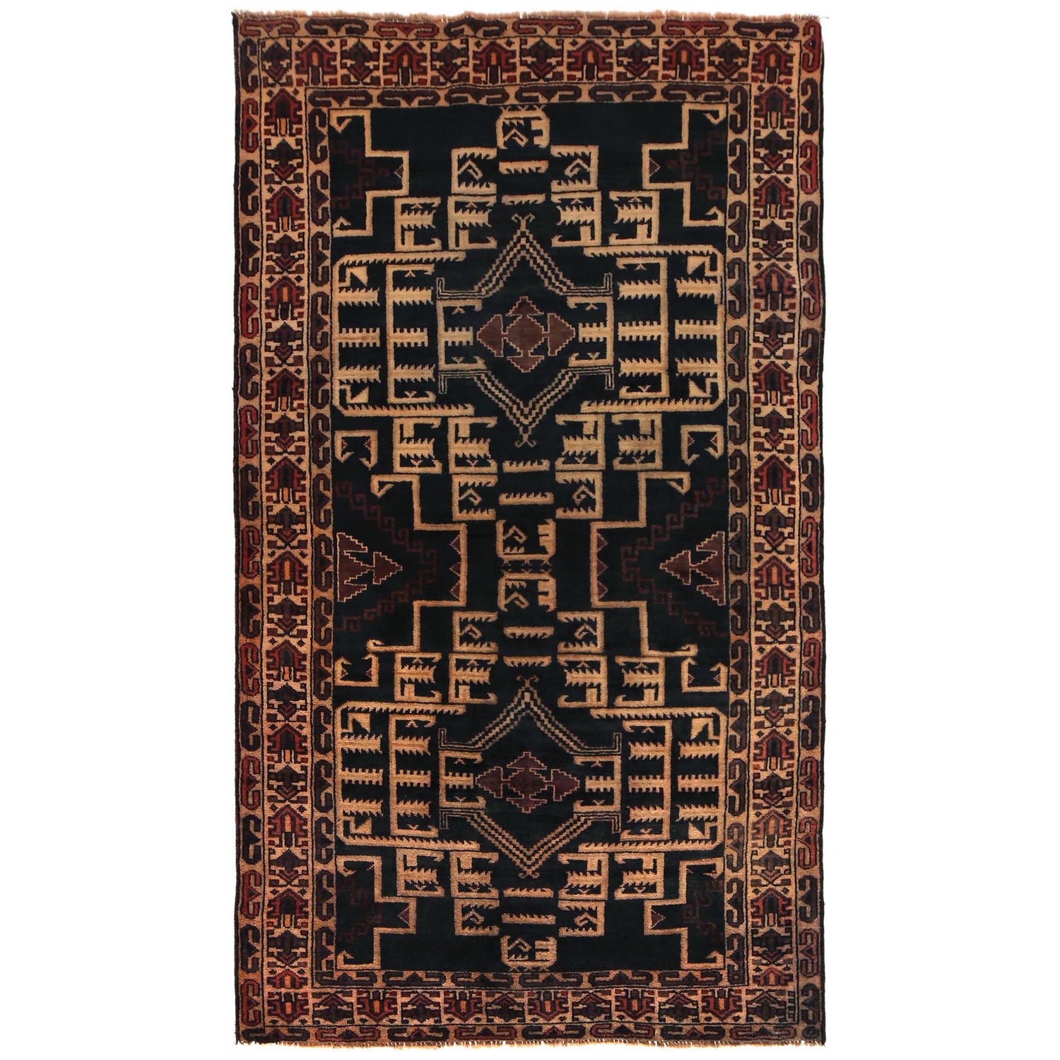 Traditional Baloch Rug 3' 8" x 6' 8" ft / 113 x 204 cm - No. B35181