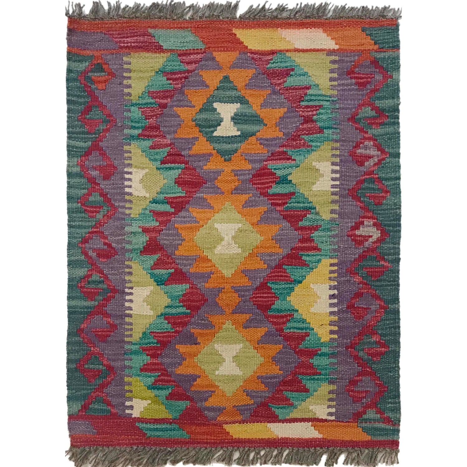 Handmade Vegetable Kelim 1' 8" x 2' 3" ft / 51 x 68 cm - No. B35593