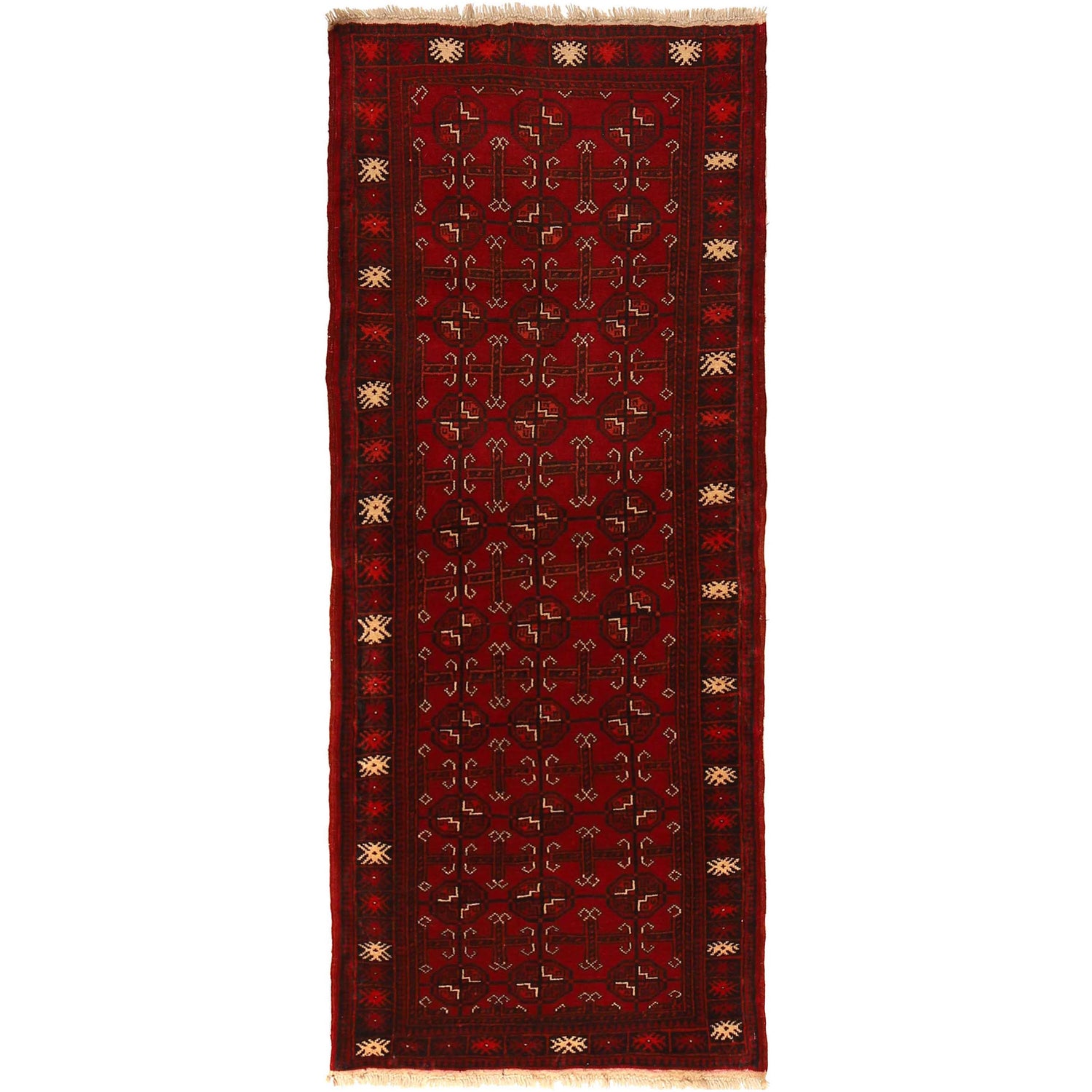 Firebrick Bokhara Runner Rug 2' 4" x 5' 8" ft / 71 x 173 cm - No. B35797