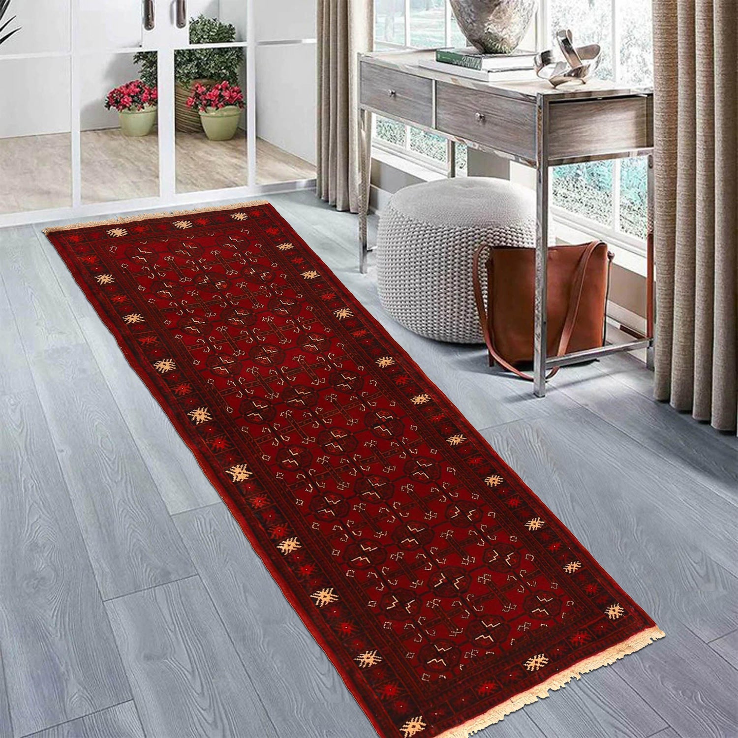 Firebrick Bokhara Runner Rug 2' 4" x 5' 8" ft / 71 x 173 cm - No. B35797
