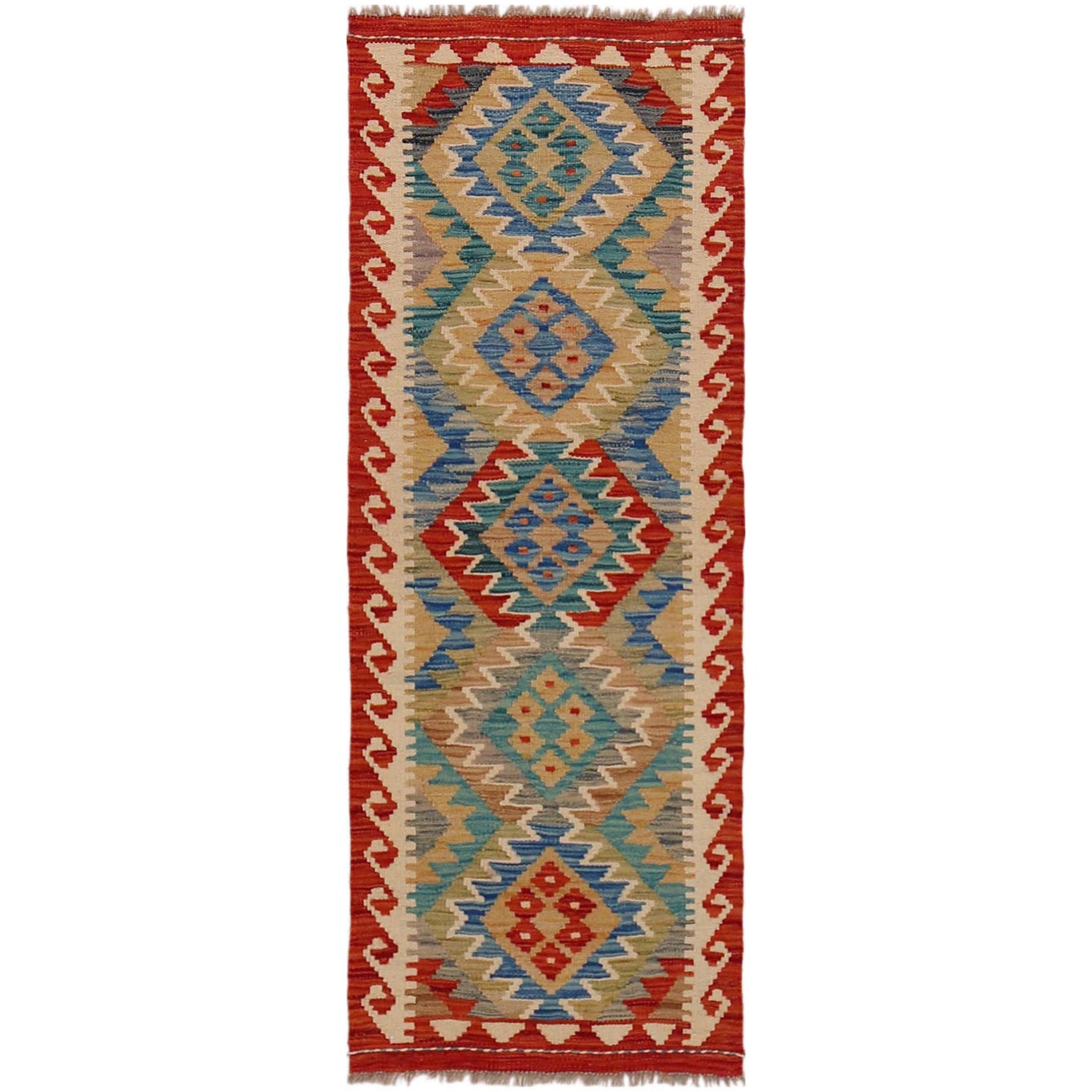 Handmade Turkish Design Wool Kilim Runner 1' 10" x 4' 11" ft / 55 x 149 cm - No. B35868