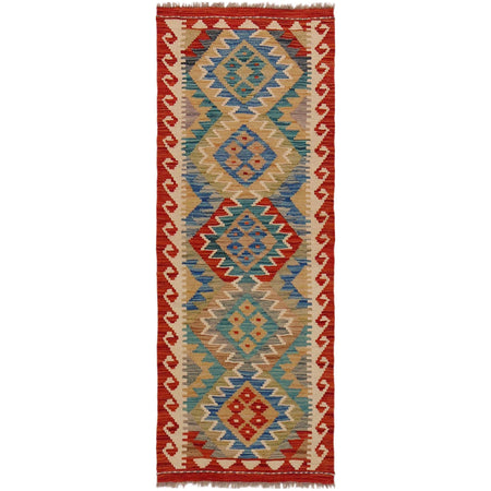 Handmade Turkish Design Wool Kilim Runner 1' 10" x 4' 11" ft / 55 x 149 cm - No. B35868