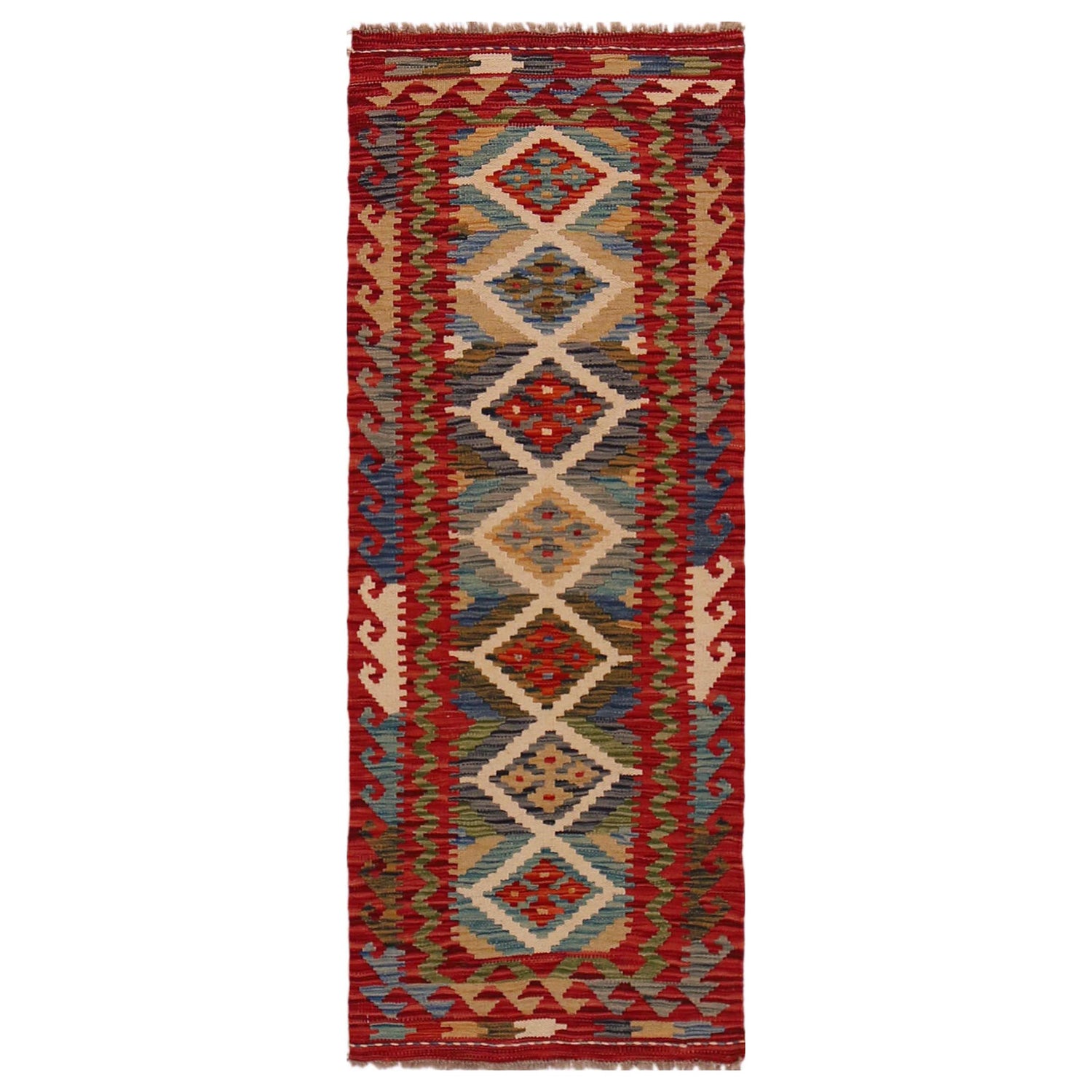 Hand Made Afghan Kilim Runner 1' 10" x 5' 0" ft / 57 x 152 cm - No. B35872