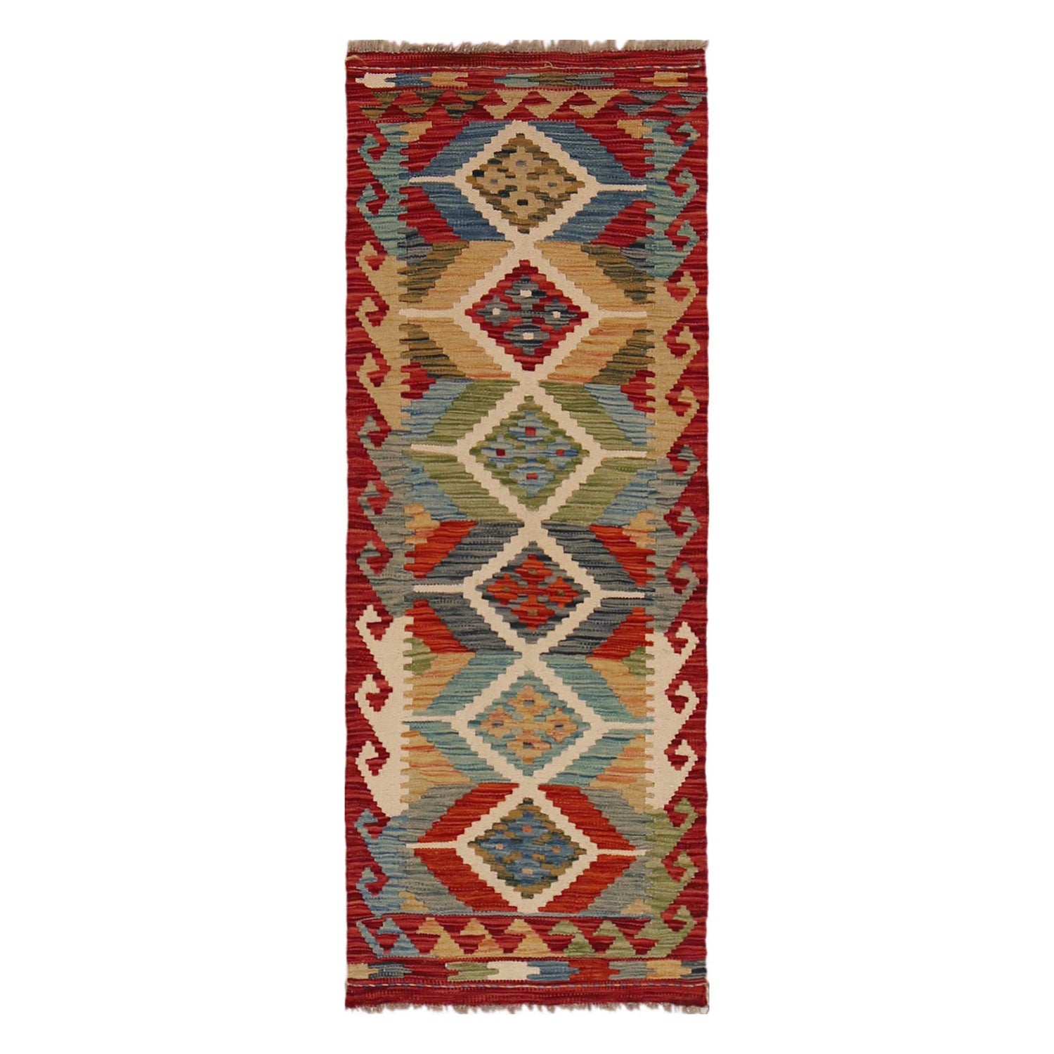 Handmade Vegetable Kelim Runner 1' 10" x 4' 11" ft / 56 x 150 cm - No. B35877
