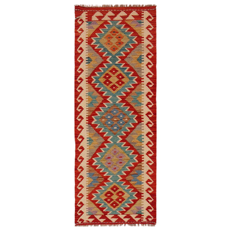 Hand Knotted Afghan Style Kilim Runner 1' 10" x 4' 11" ft / 56 x 151 cm - No. B35879