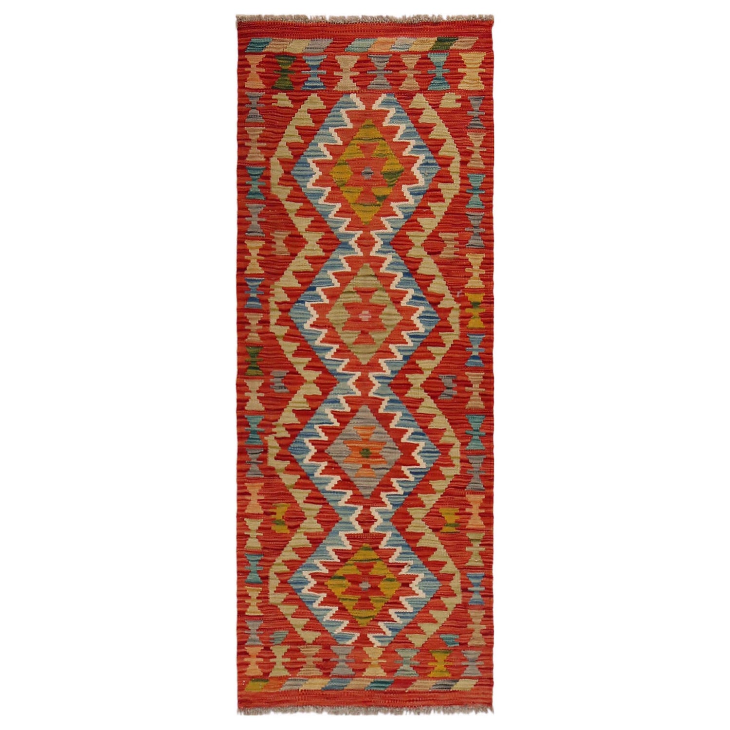 Hand Knotted Flatweave Kilim Runner 1' 10" x 5' 2" ft / 57 x 158 cm - No. B35883