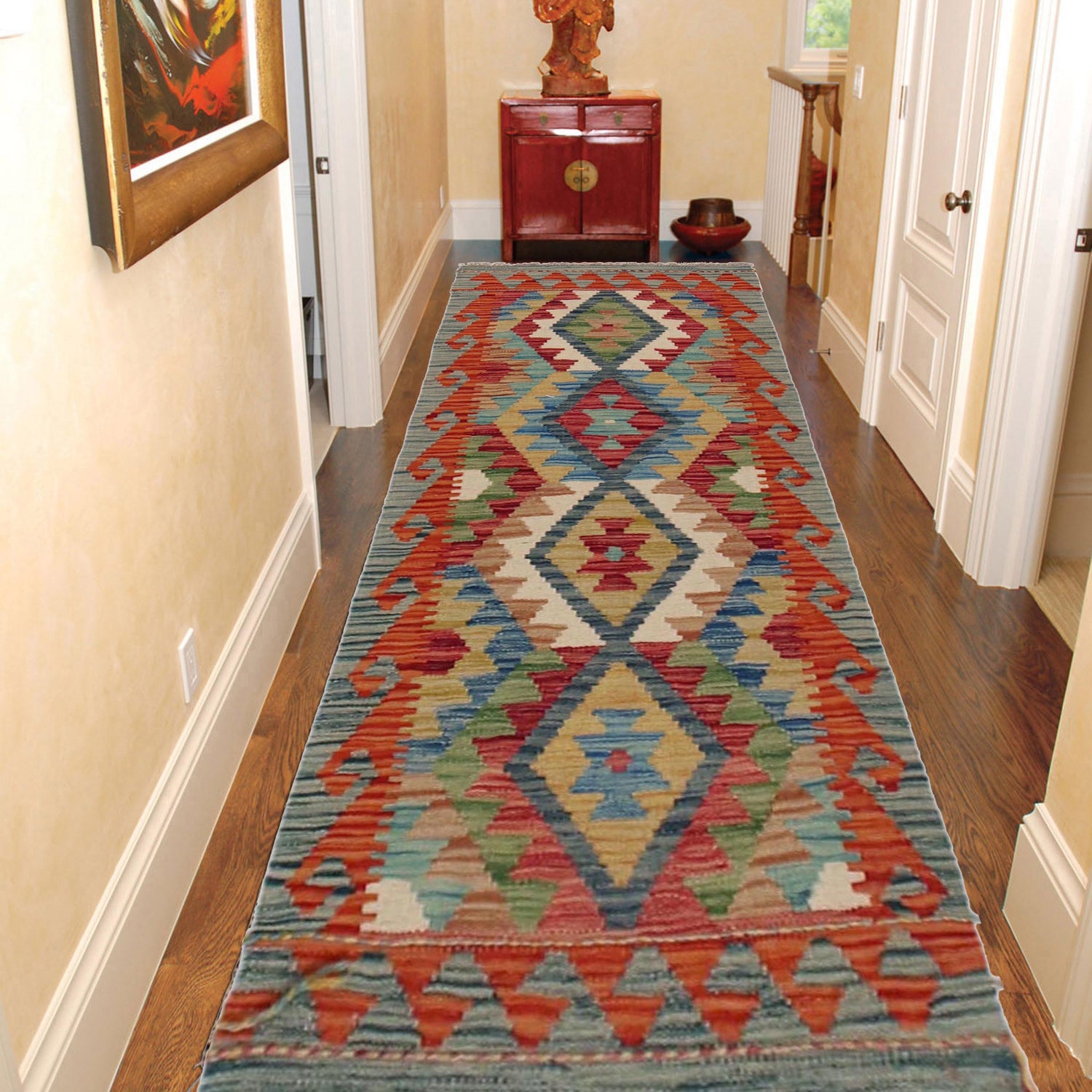 Handmade Afghan Vegetable Kilim Runner 1' 8" x 4' 9" ft / 52 x 146 cm - No. B35884