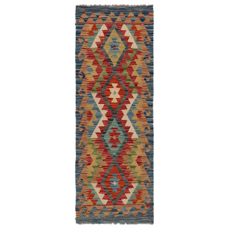 Hand Knotted Afghan Style Kilim Runner 1' 8" x 4' 10" ft / 52 x 148 cm - No. B35890