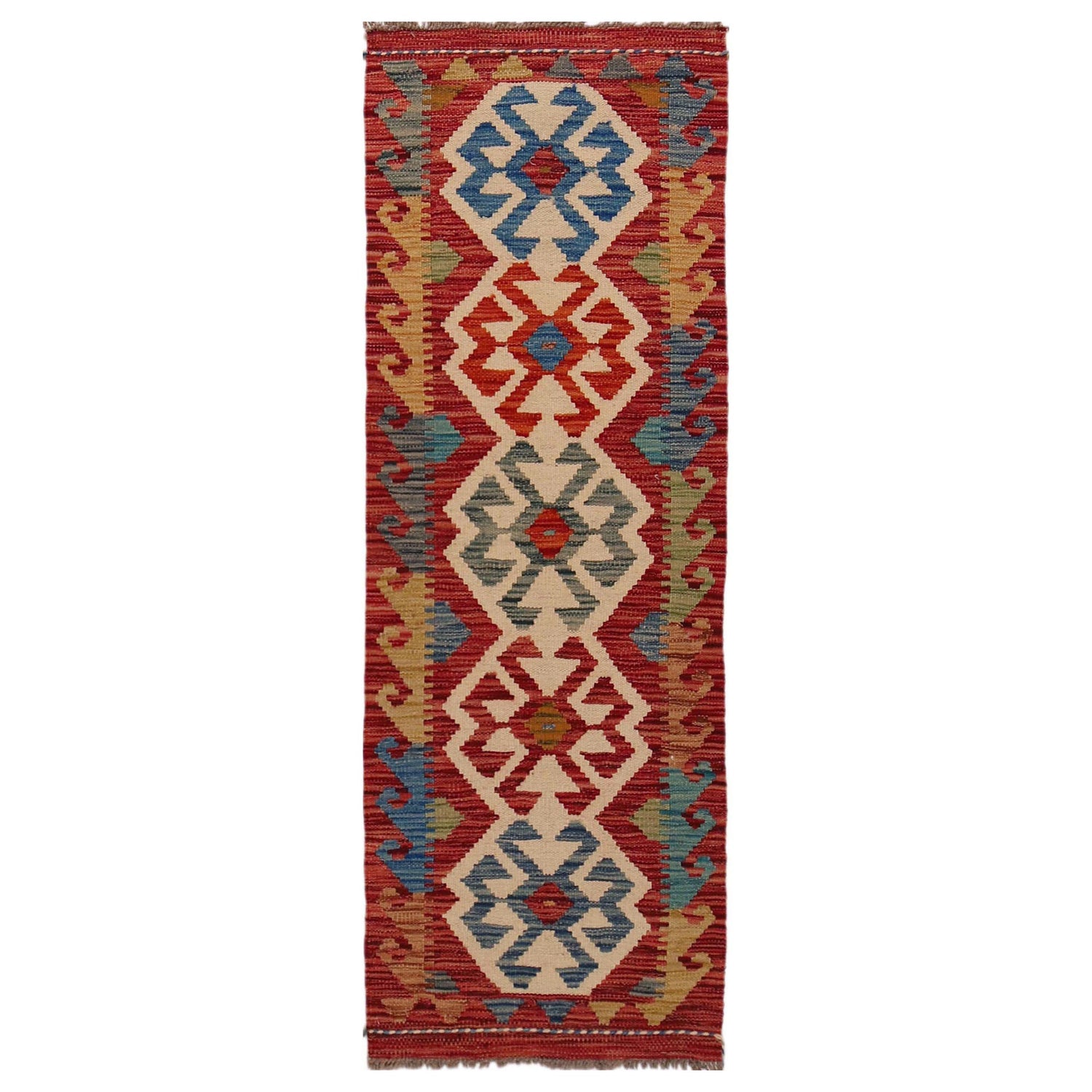 Hand Woven Wool Kelim Runner 1' 9" x 5' 0" ft / 53 x 152 cm - No. B35916