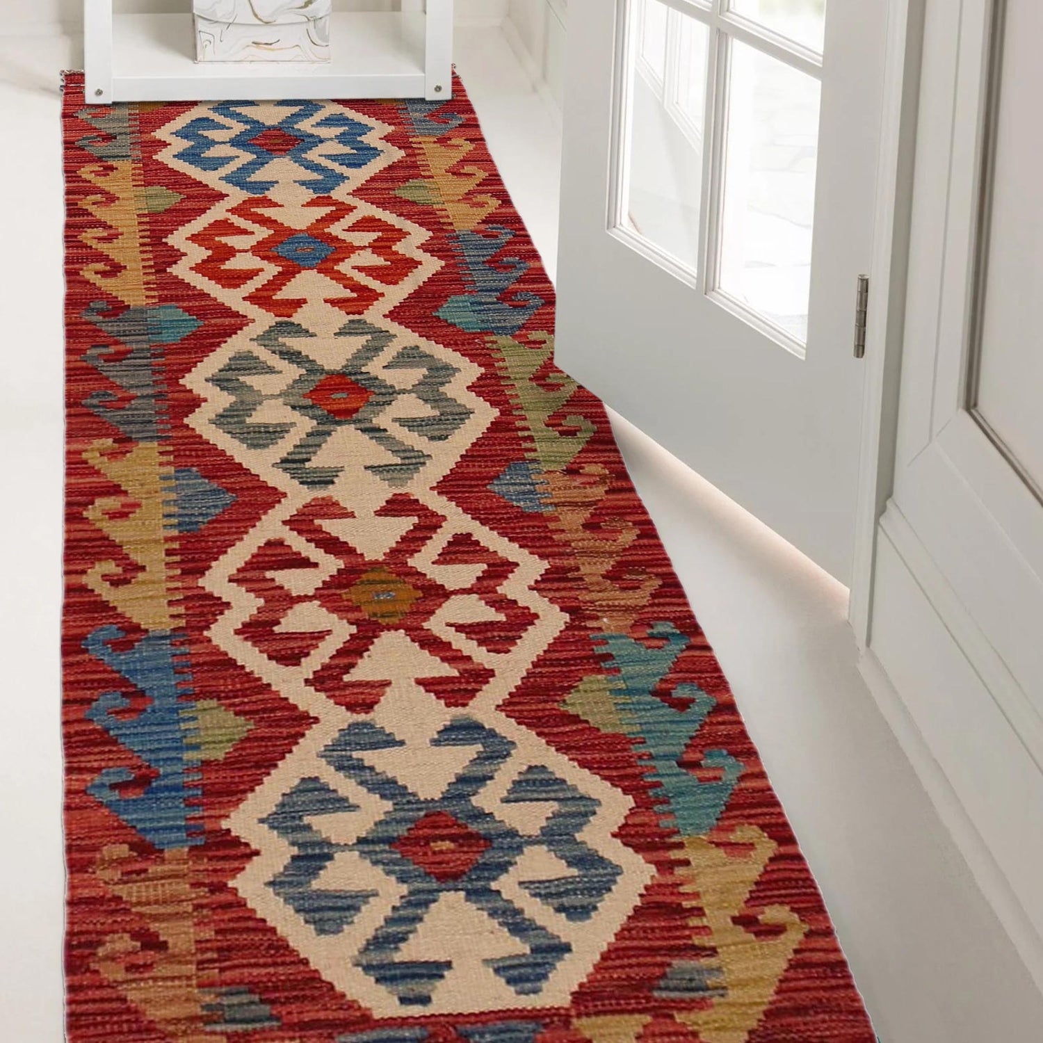 Hand Woven Wool Kelim Runner 1' 9" x 5' 0" ft / 53 x 152 cm - No. B35916