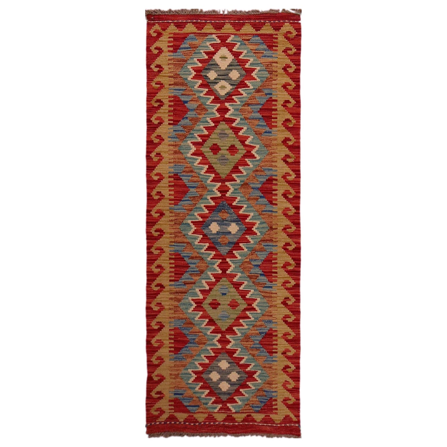 Hand Knotted Flatweave Kilim Runner 1' 10" x 4' 11" ft / 55 x 150 cm - No. B35919