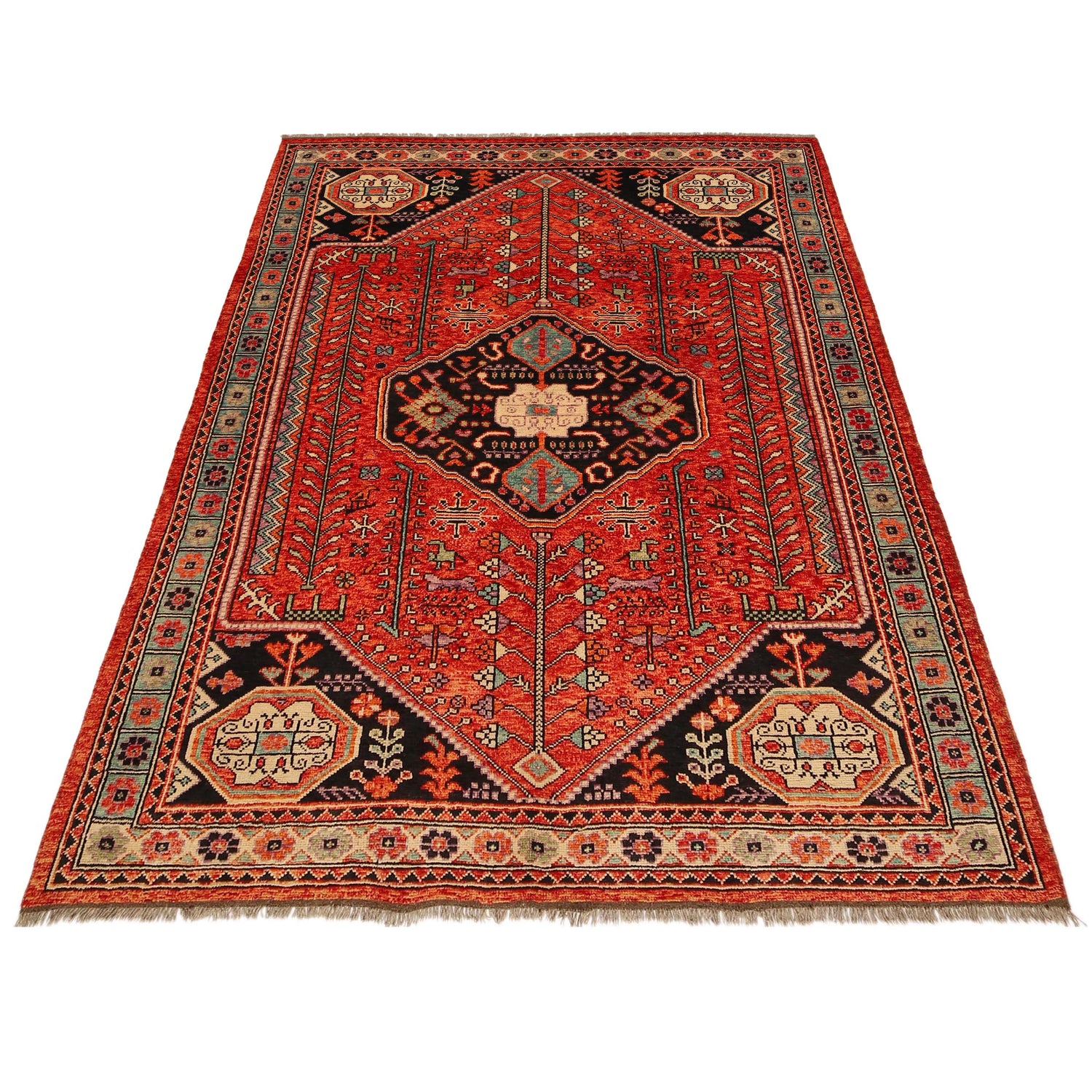 Shirazi Hand Knotted Carpet 6' 10" x 9' 8" ft / 208 x 294 cm - No. B36514