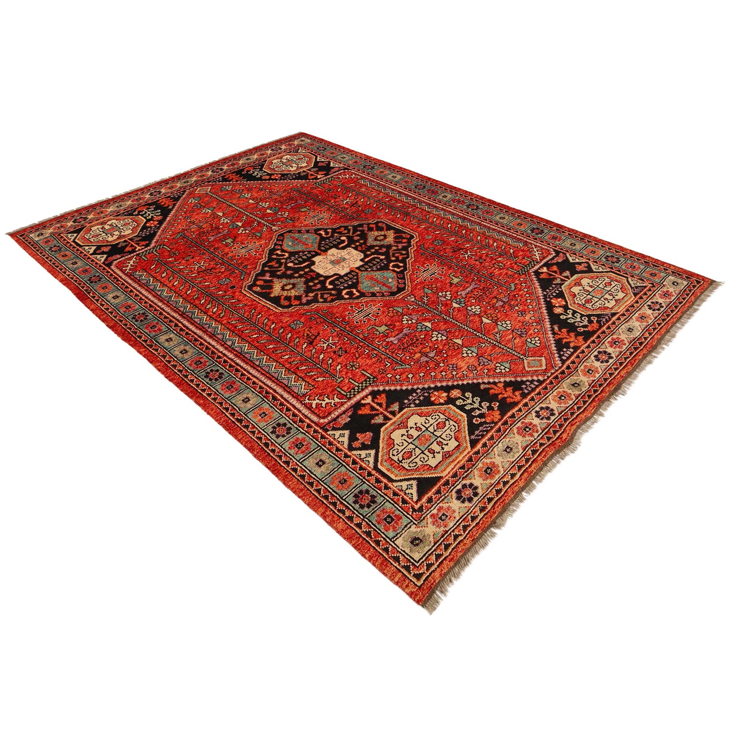 Shirazi Hand Knotted Carpet 6' 10" x 9' 8" ft / 208 x 294 cm - No. B36514