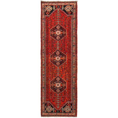 Rich Red Color Shiraz Carpet Runner 2' 8" x 9' 5" ft / 81 x 287 cm - No. B36516