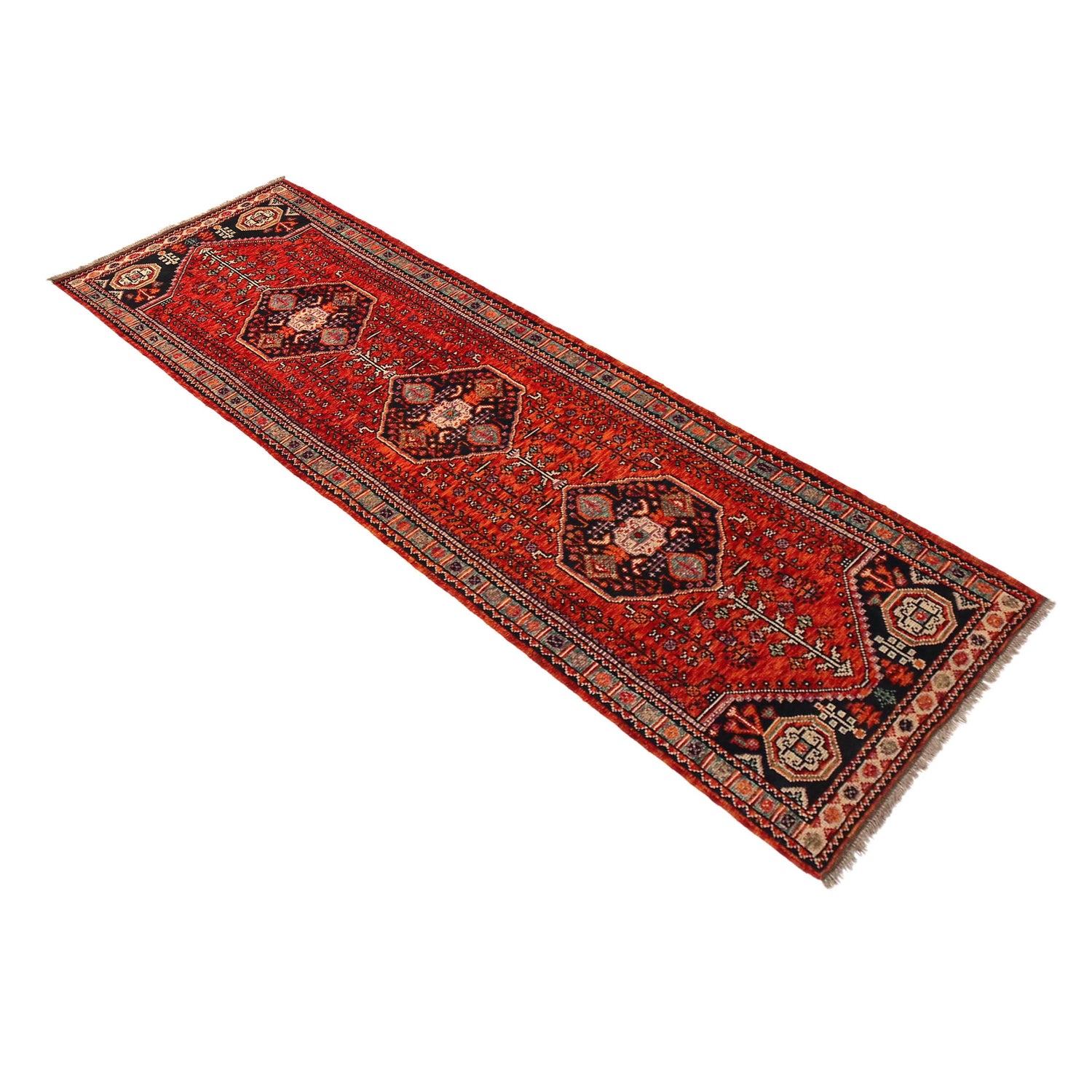 Rich Red Color Shiraz Carpet Runner 2' 8" x 9' 5" ft / 81 x 287 cm - No. B36516
